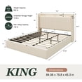 thumbnail image 2 of Amolife King Size Lift Up Storage Platform Bed Frame with Velvet Built-in Charging Station Wingback Headboard, Cream, 2 of 9
