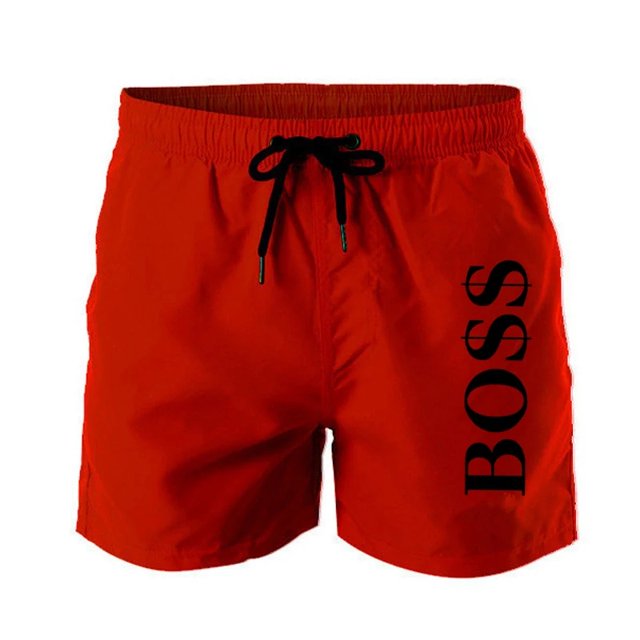 Pantalones cortos de playa para hombre, Shorts de baño forrados de malla, transpirables, secado rápido, deportivos, informales, con cordón, novedad de veranoRed-H