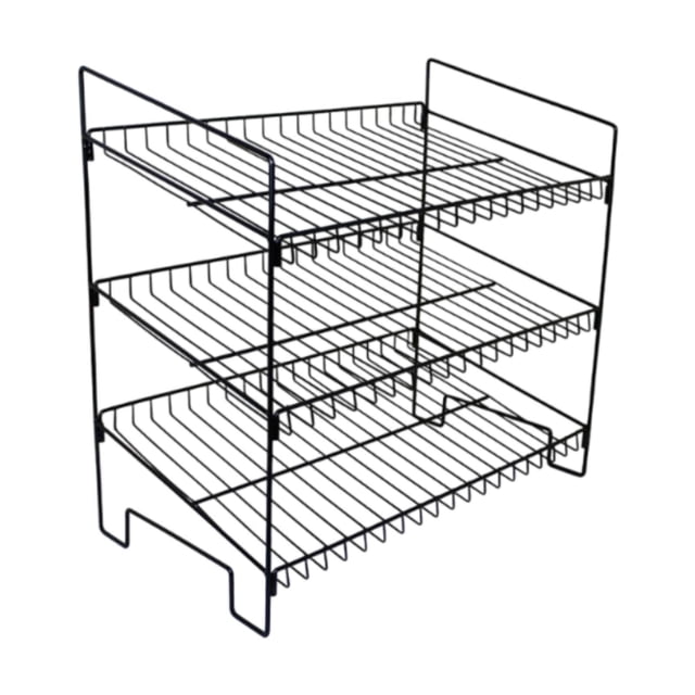 Lipstore 3 Layers Book Signing Wire Rack, Snack Storage Container, Space Saving. Foldable Black
