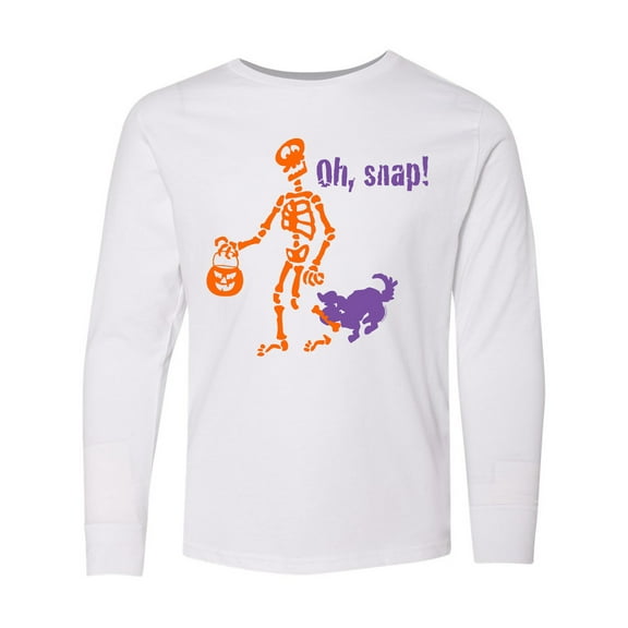 Inktastic Oh, Snap Skeleton Long Sleeve Youth T-Shirt