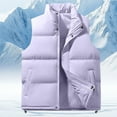 thumbnail image 3 of Mwjwdo Men's Thick Warm Vest Loose Fit Cotton Padded Sleeveless Jacket Solid Color Casual Winter Waistcoat Purple M, 3 of 9