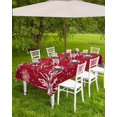 thumbnail image 3 of Red Christmas Outdoor Tablecloth - 60x84 Inch Rectangle Dining Table Cover, Xmas Snowflake Merry Christmas Waterproof Outdoor Table Cloth with Umbrella Hole & Zipper for Picnic/Patio/Party, 3 of 5