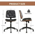 thumbnail image 2 of Small Home Office Chair – Armless Mid-Back Desk Chair with PU Leather, Adjustable Height, Swivel Wheels, Modern Walnut Legs for Small Spaces, Black, 2 of 8
