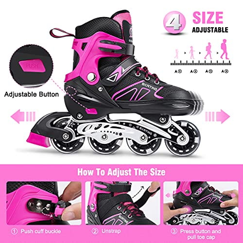 Inline Skates for Kids Adults Women Size Light Up Roller Blades DIKASHI Adjustable Roller Blades Skates for Boys Girls Ages 