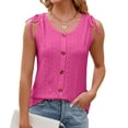 thumbnail image 5 of FAIWAD Summer Tank Tops for Women Sleeveless Drawstring Shoulder Tops Casual Button Front Camisoles Blouses, 5 of 6