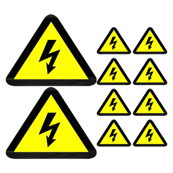 ColoMX 10PCS Señal de alto voltaje Etiqueta de advertencia de riesgo de descarga eléctrica Etiquetas de seguridad para panel eléctrico Triángulo de 5 cm para uso industrial y doméstico