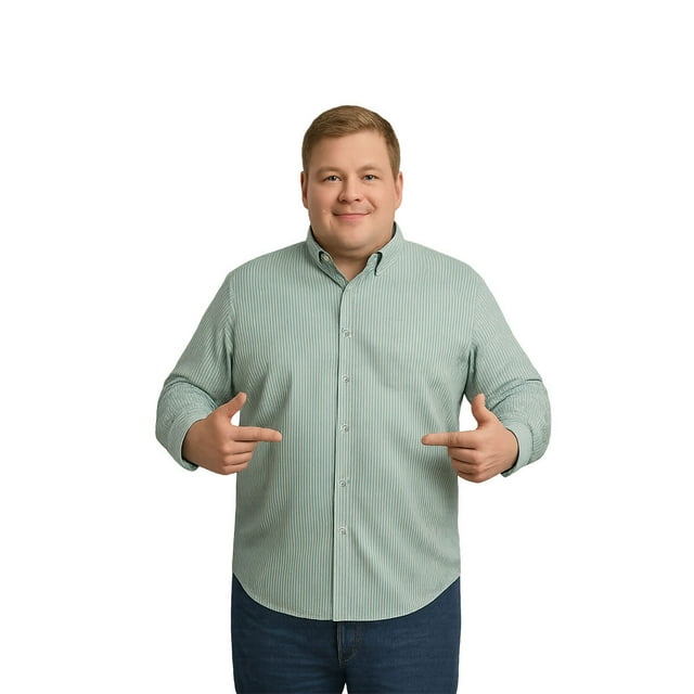 Big Kong Camisa Tallas Grandes Hombre Blanca Rayas Verdes Oversize