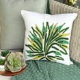 thumbnail image 3 of The HomeCentric Pillow Case, Beaded Pillows Cover, Pack of 2, 24x24 inch (60x60 cm) White Linen Pillows Cover, Square Green Beaded Pillows Cover Modern Pillows, Floral Pattern Easter - Green Shrub, 3 of 10