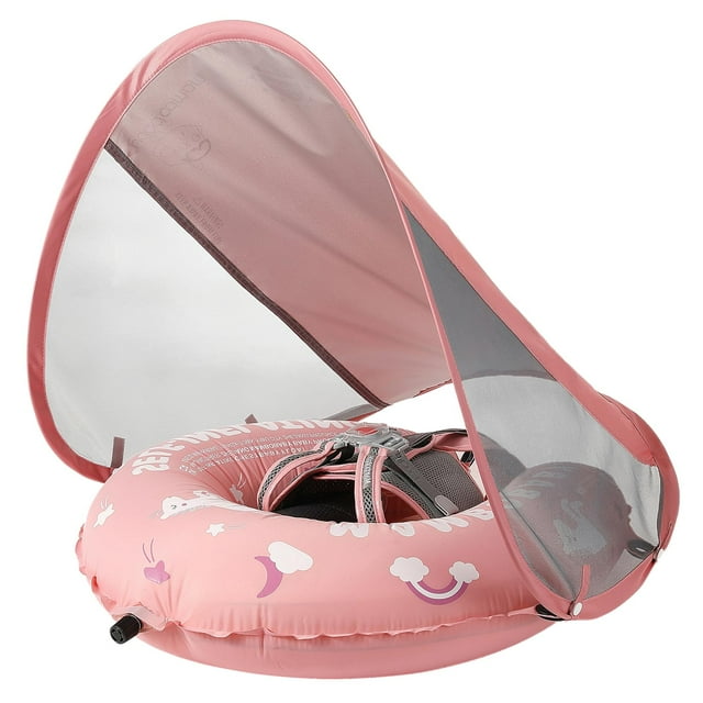 Baby Pool Float Mambobaby autoinflable con toldo rosa