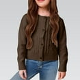 thumbnail image 4 of YunPes Cable Knit Cardigan for Girls Button Down Crewneck Long Sleeve Crop Sweater Fall Winter Lightweight Warm Tops, 4 of 4