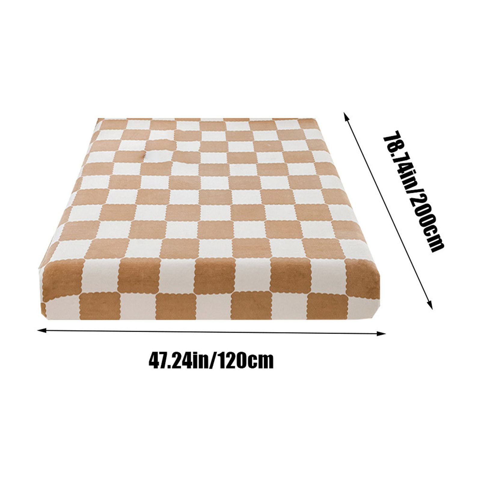 Quilted Fitted Sheet Winter Warm, Checkerboard Pattern Mattress Protector – Breathable Non-Slip Pocket Design, Soft Polyester Bed Cover for Care Bed, Home or Guest Room