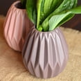thumbnail image 4 of Iconic Scandi Baby Vases, Set of 3, Geometric, HIgh Fired Stoneware, Color Soaked Pink, Mauve and Dusty Rose, Soft Glazed Finish, 4.25  Inches,, 4 of 6