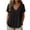 Black, variant on CHGBMOK Womens Cotton Linen T Shirts V Neck Short Sleeve Solid Top Front Ruched Cutout Lace Boho Casual Shirts