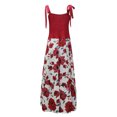 thumbnail image 6 of IROINNID Square Neck Dress For Women Sleeveless Fashion Casual Floral Pleated Sling Irregular Dress Full-Length Prints A-Line Dress, 6 of 9