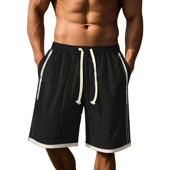 Gym Shorts Men Color Block Drawstring Casual Straight Leg Workout Shorts Men With Pockets