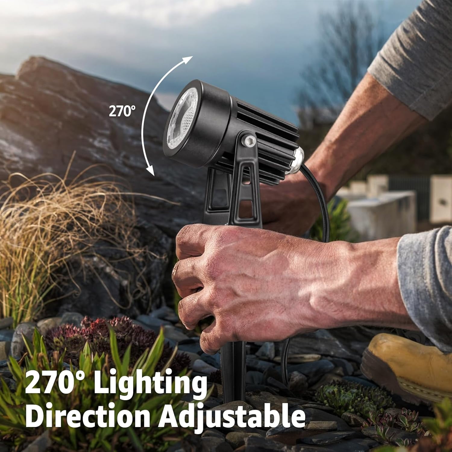 SUNVIE 3W Low Voltage Landscape Lighting LED Outdoor Spotlight with Connectors for Garden, 4 Pack