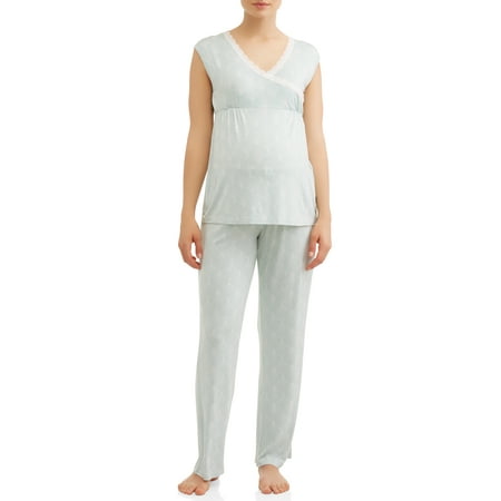 Nurture by Lamaze Maternity nursing sleeveless top and pants sleep set- Available in Plus (Best Nursing Pajama Set)