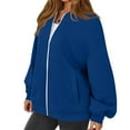 thumbnail image 5 of Women's Full Zip Up Sweatshirt Oversized Jacket Trendy Hoodies Lightweight Coats with Pockets Blue M, 5 of 7