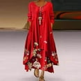 thumbnail image 1 of Robe d'Été Maxi Manches Demi-Cou Décontractée Longue Plage Boutons Robe Grande Taille Boho Robe Robe Longue Ruchée Fluide pour les Femmes, 1 of 5