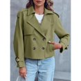 thumbnail image 3 of Women Crop Top Double Breasted Trench Coat with Shoulder Sleeves and Cut Jacket with Pockets, 3 of 5