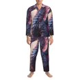 thumbnail image 3 of Naloa Dragon Men’s Pajamas Set - Long Sleeve Button Down Sleep Shirt and Pajama Bottoms Sleepwear Set-Large, 3 of 7