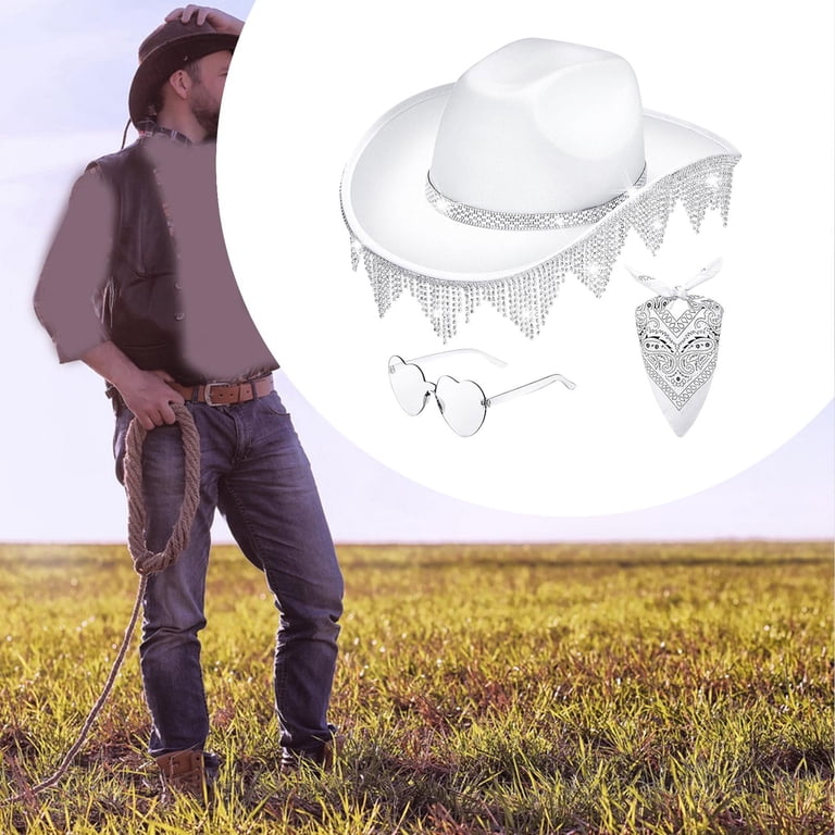 BLESIYA Rhinestones Tassels Cowboy Hat with Bandana  display picture 1
