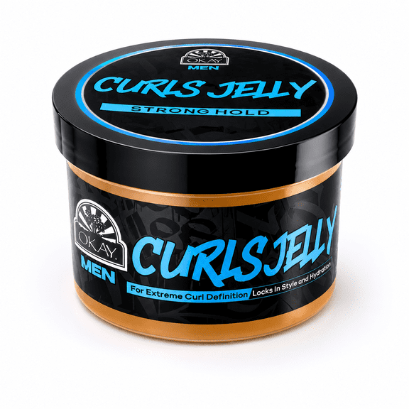 OKAY Men's Curl Jelly Styling Hair Gel, Curl Definer and Enhancer with Frizz Control, 7 oz