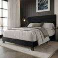 thumbnail image 2 of Home Design Vallejo King Velvet Upholstered Panel Bed Frame For Adult, Box Spring Required, Black, 2 of 11
