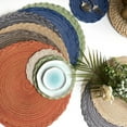 thumbnail image 6 of Round Woven Placemats Set of 6 Braided Border Table Mats Washable Dinning Place Mats Kitchen Home Heat Insulated Cup Mats Party Decoration Tablemats Blue, 6 of 10
