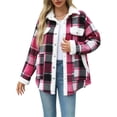 thumbnail image 2 of Chaqueta de Franela A Cuadros con Botones, Estilo Casual, Larga, con Bolsillos, Ideal para Otoño. Rojo L, 2 of 8