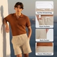 thumbnail image 6 of FEDTOSING Mens Textured Shorts 7" Casual Elastic Waist Drawstring Beach Summer Stretch Short with Pockets, 6 of 7