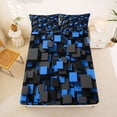 thumbnail image 5 of Homewish Navy Futuristic Cubes Queen Sheets,Contemporary Artwork Queen Sheet Sets,4-Piece,1 Flat Sheet, 1 Fitted Sheet and 2 Pillowcases, 5 of 6
