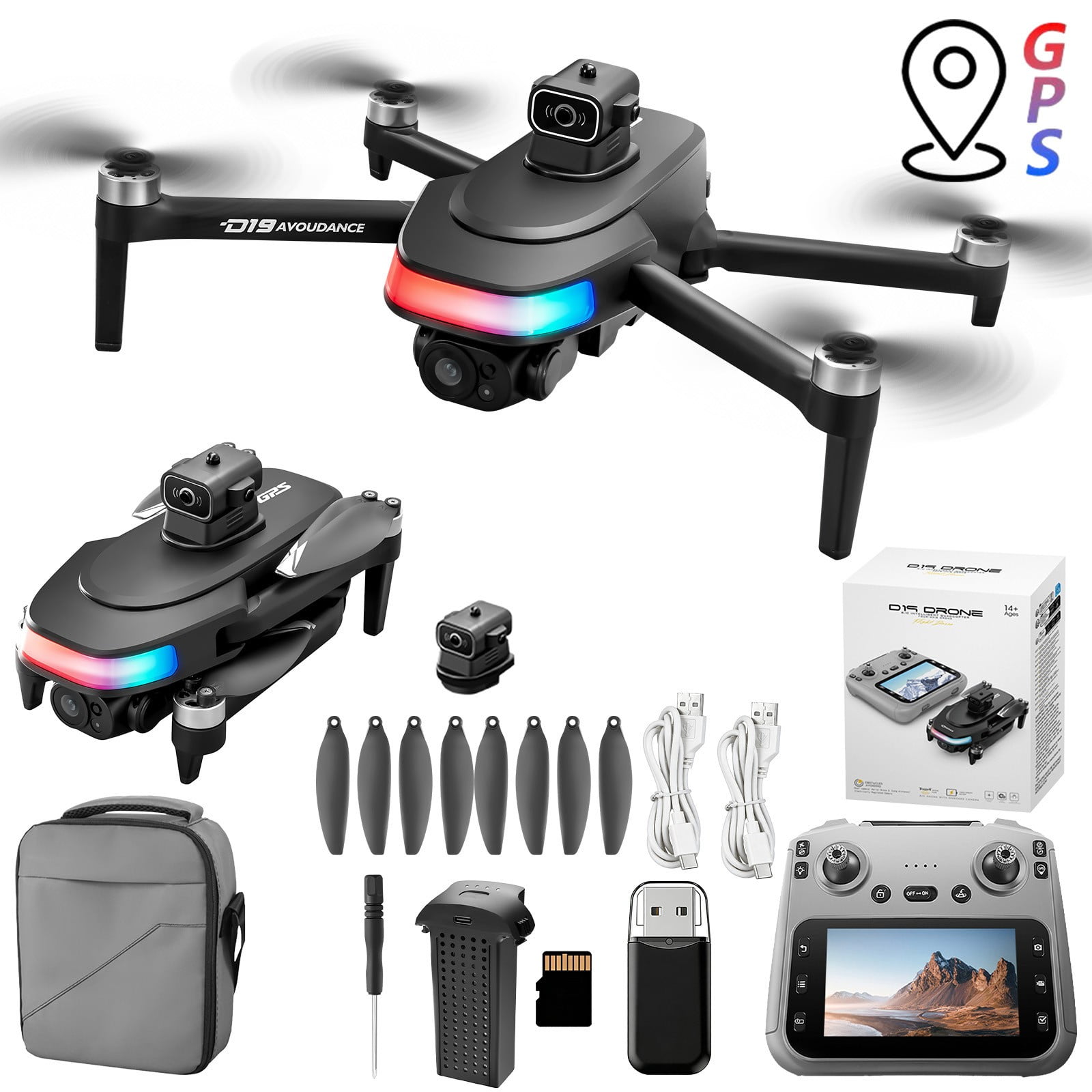 Drone with Camera 4K for Kids and Beginners, 4.5 Inches Screen Remote Control with GPS Auto Return, 20 Min Flight Time, Includes Storage Card