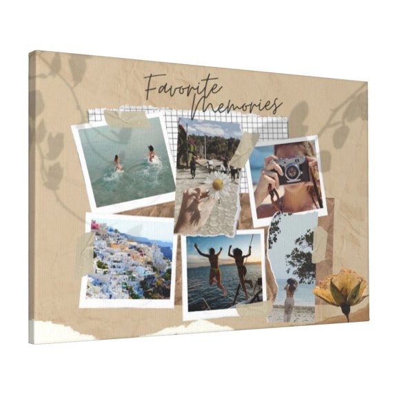 Custom Canvas Prints Beige Elegant Minimalist Travel Personalized Photo Image Collage DIY Framed Kit Wall Art Picture Room Decor 16x20 inch