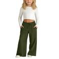 thumbnail image 2 of TIREOW Girls Soft Jeans Solid Color Loose Fit Casual Straight Wide Leg Elastic High Waist Drawstring Denim Pants Kids Children Daily Denim Trousers, 2 of 9
