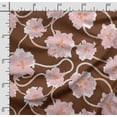 thumbnail image 2 of Soimoi Floral Print, Velvet Fabric, Decor Sewing Fabric by The Yard 54 Inch Wide,Decorative Fabric for Upholstery and Home Accents, Brown, 2 of 5