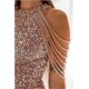 thumbnail image 4 of Off Shoulder Gold Sequin Dress Short Party Bodycon Dress Women Sexy Evening Dress, 4 of 5