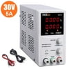 TACKLIFE DC Power Supply Variable, 30V 5A with 4 Digits Display, Course and Fine Adjustments(00.01V, 0.001A)-MDC01(White)