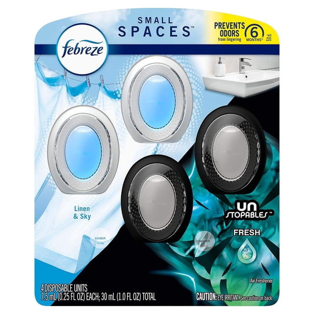 Ambientador Febreze Small Spaces Linen & Sky & Fresh (paquete de 4)