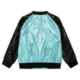 thumbnail image 6 of Zaldita Kids Girls Boys Sequin Metallic Bomber Moto Jacket Coat Hip Hop Jazz Modern Dance Top Disco Party Costume Streetwear Lake Blue 10, 6 of 7
