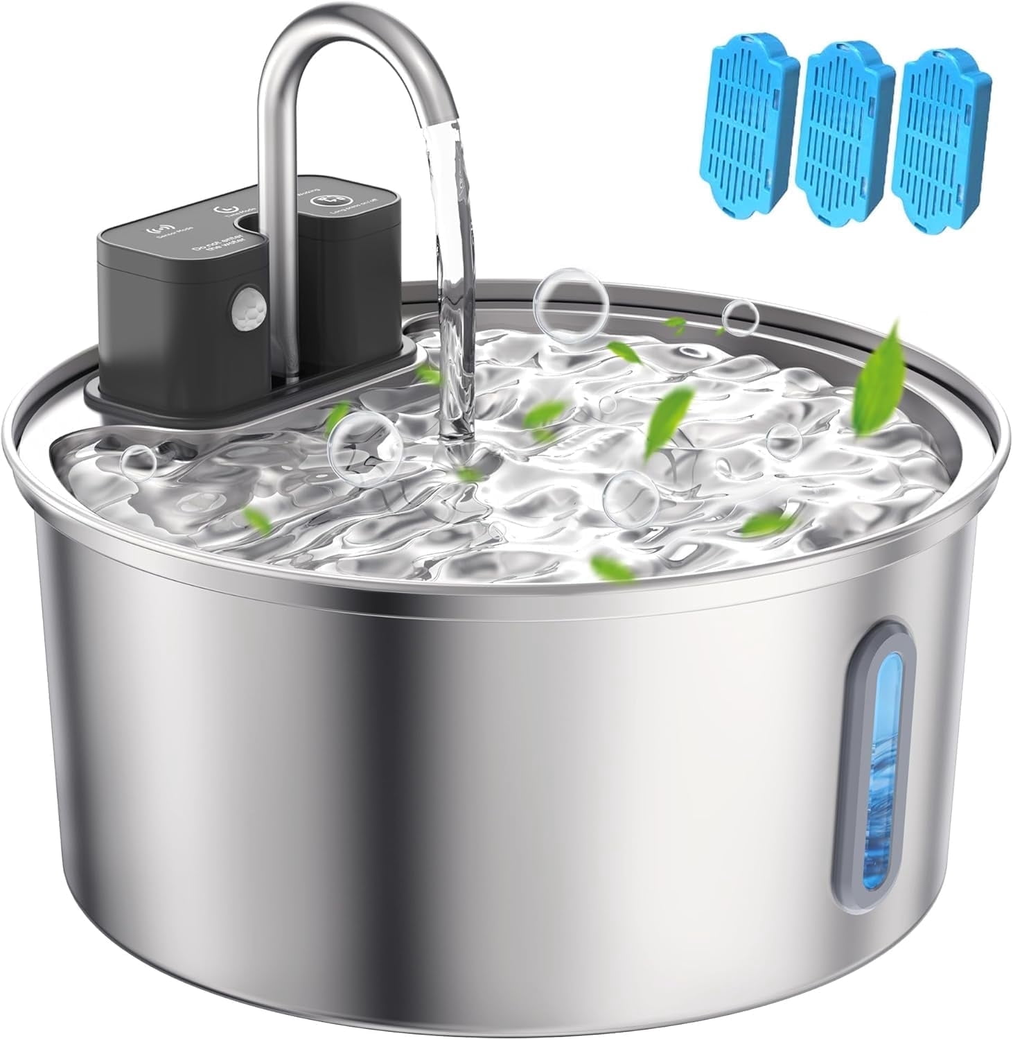AGEETXT Cat Water Fountain Wireless, Stainless Steel Battery Operated Pet Water Dispenser with Quiet Pump and Filter, 108oz/3.2L Large Capacity for Cats, Dogs, and Multiple Pets