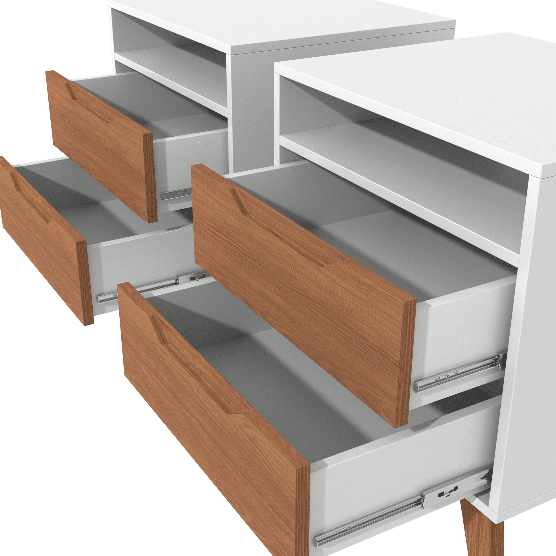 Kappesberg Paris 2-Piece Nightstand Set with 2 Drawers Open Shelf and Built-In Handles White/Golden Oak – Modern Bedroom Storage