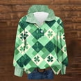 thumbnail image 1 of TaTaai Ladies St Patricks Holiday Shirt Long Sleeve Button Down Collar Striped Color Block Print Casual Blouse Loose Fit Gift, 1 of 7