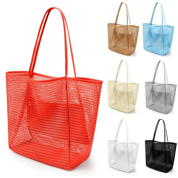 VOROLO Bolso de playa de malla,Bolso Hobo Fairycore para mujer,Bolso de hombro,Bolsos de ganchillo casuales de verano suaves
