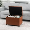 thumbnail image 2 of Joveco 32" Leather Storage Ottoman , Rectangle Foot Rest Stool for Living Room, Bedroom, Entryway, Cognac Brown, 2 of 8