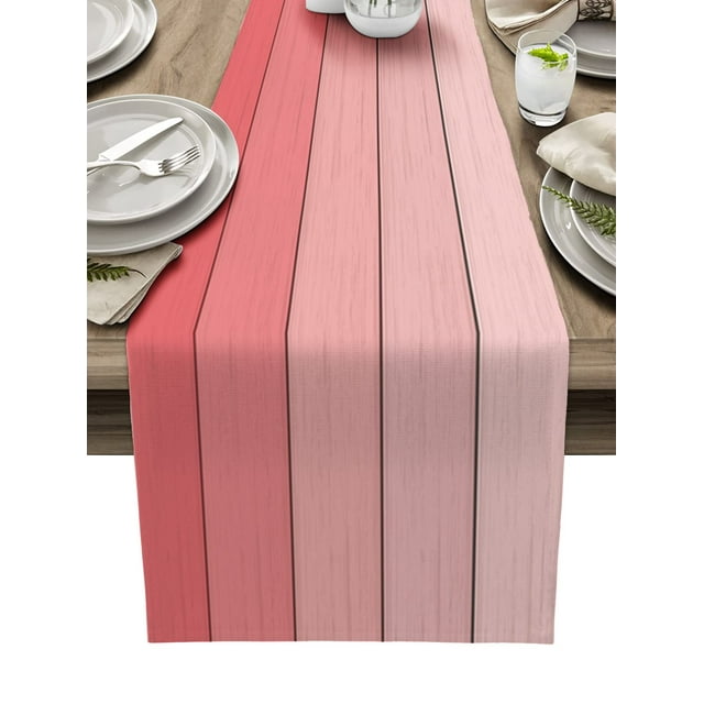 Tapete de mesa Vandarllin, algodón y lino, color rosa claro, 33 x 275 cm