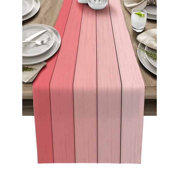 Tapete de mesa Vandarllin, algodón y lino, color rosa claro, 33 x 275 cm
