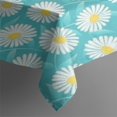 thumbnail image 3 of Turquoise Daisy Flower Yellow Centers Pattern Rectangle Tablecloth 60"x84",Waterproof Polyester Rectangle Table Cloth, Wipeable Spillproof Polyester Tablecloth for Dining, Camping, Indoor and Outdoor, 3 of 5