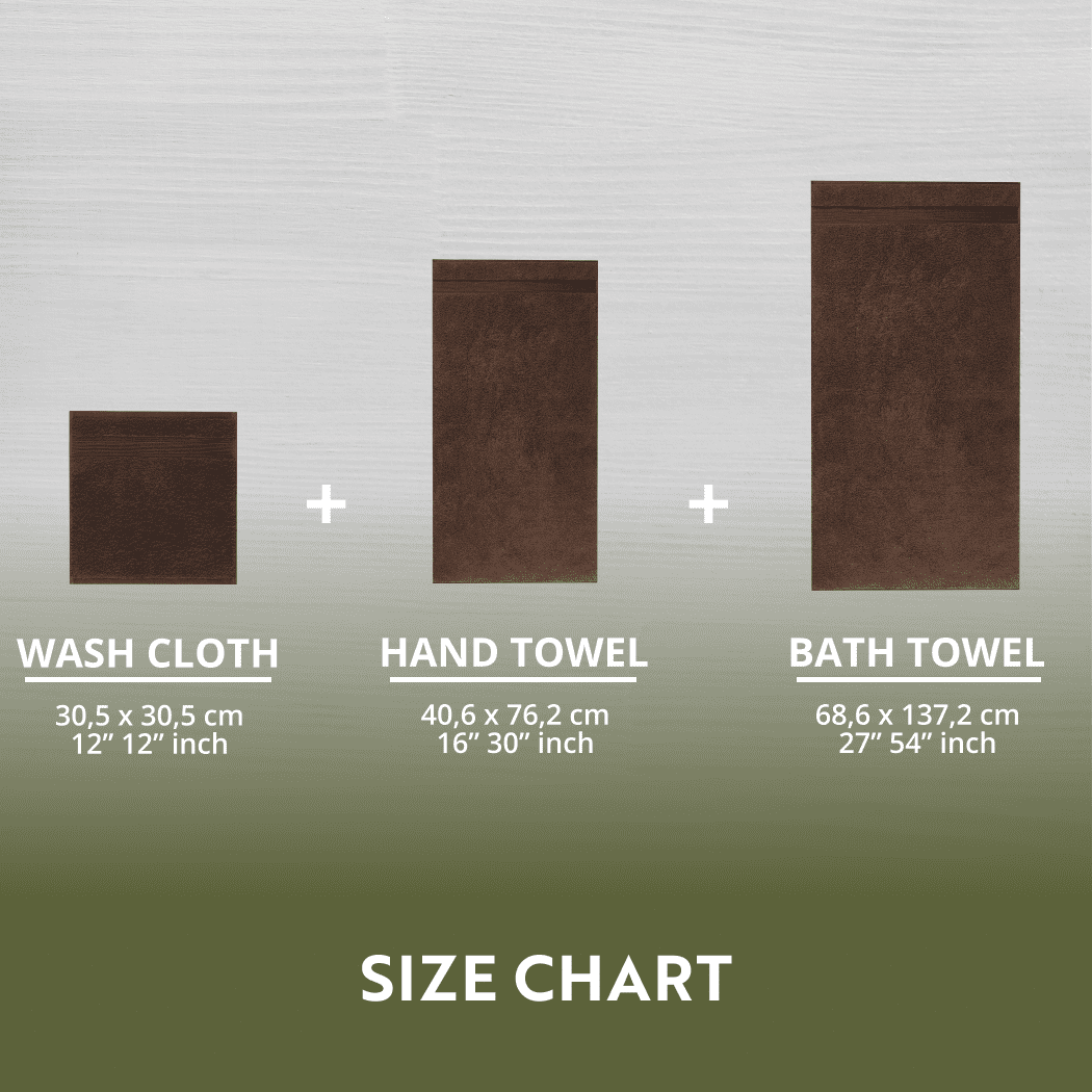 HOME ESSENTIALS 100% Cotton Luxury Turkish Wash Cloths and Bath Towels Set of 6, 600 GSM Lightweight Super Absorbent Travel Towels Pack, Quick Dry Towels for Spa, Hotel Bathroom Essentials, Brown