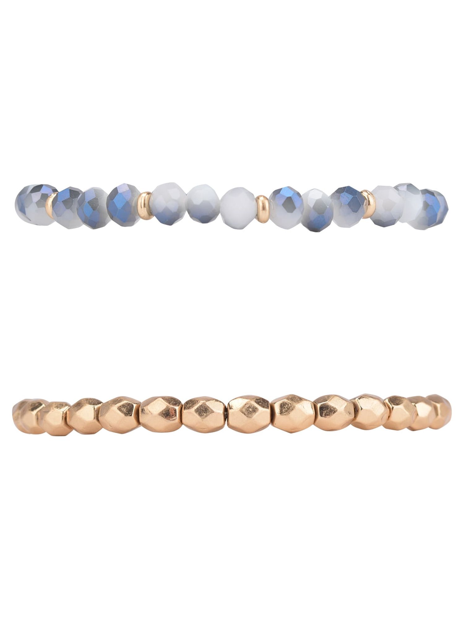 The Pioneer Woman Hammered Gold and Blue Tone Beaded Bangle Bracelet Set, 5 Pack - image 3 of 5